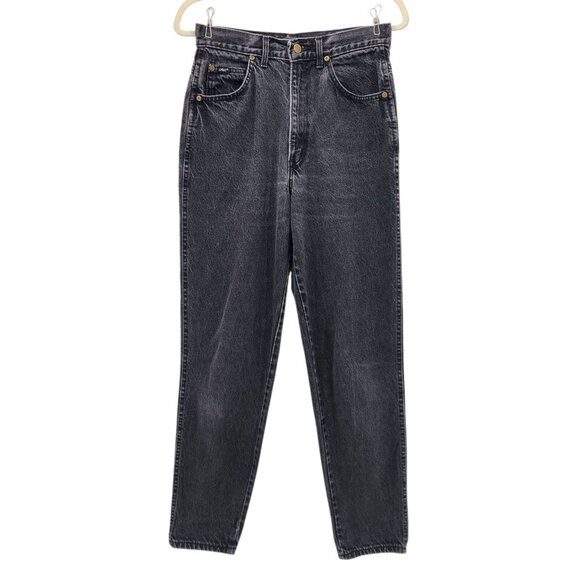 Vintage Chic Womens 10 Jeans High Rise Mom Barrel Distressed Black Nineties - Picture 1 of 8